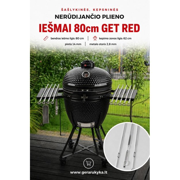 IEŠMAS KAMADO GET RED 80 cm, nerūd. plienas