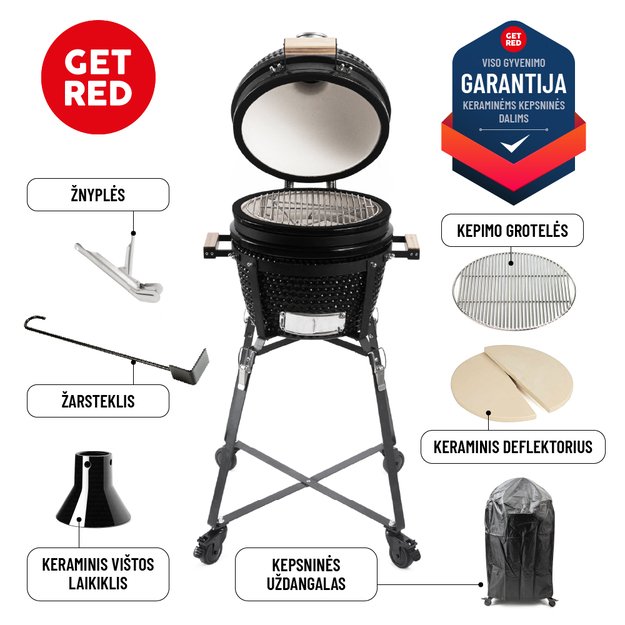 Kamado kepsninė GET RED  16" (40 cm)