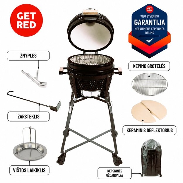 Kamado kepsninė GET RED  16" (40 cm)